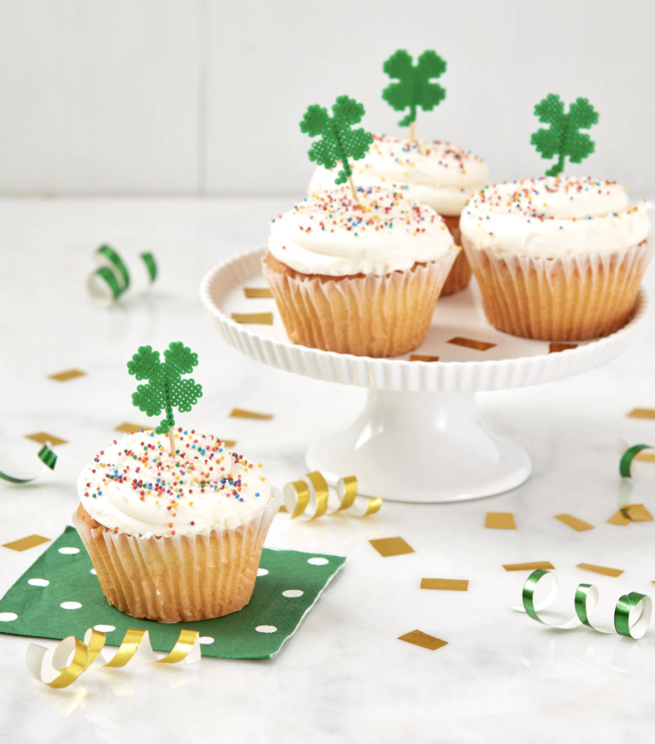 Perler Bead Shamrock Cupcake Toppers