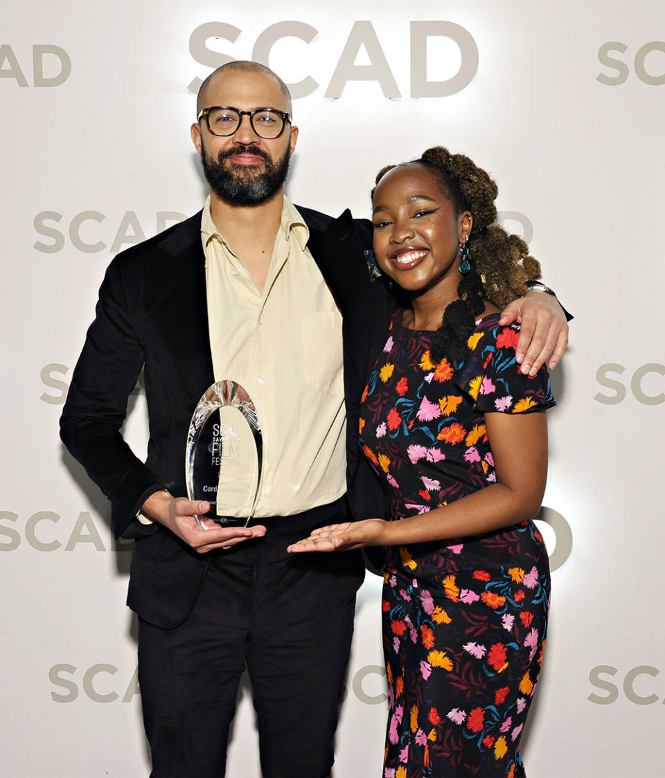 Cord Jefferson and Gabriella Mukisa attend the Breakthrough Director Award Award presentation during the 26th SCAD Savannah Film Festival at Trustees Theater on October 22, 2023 in Savannah, Georgia.