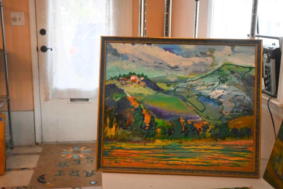 The paintings of ​late actor and San Luis Obispo county resident Nehemiah Persoff were for sale on the virtual auction site, SLO Cal Estate Auctions. An auction house owner said most of Persoff’s paintings use soft brush strokes and smooth textures, but some, like this one, show him experimenting with other mediums.