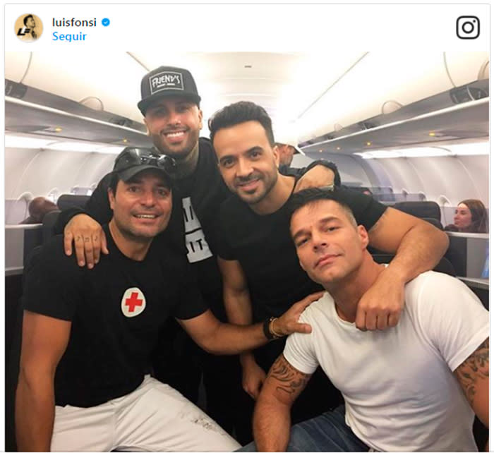 Chayanne, Nicky Jam, Luis Fonsi y Ricky Martin de camino a Puerto Rico.