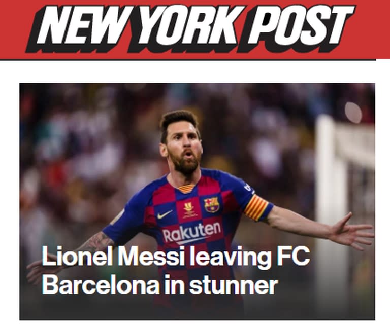 El New York Post estadounidense calificó la salida de Messi como una "sorpresa".
