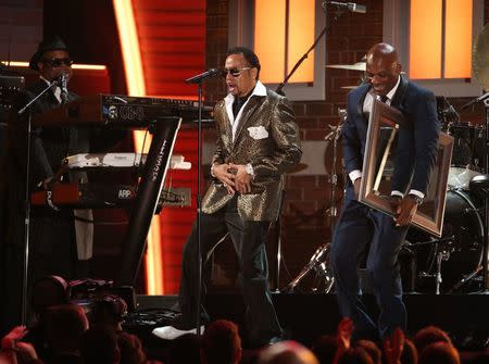 The Time performs "Jungle Love" and "The Bird" during a tribute to the late singer Prince at the 59th Annual Grammy Awards in Los Angeles, California, U.S. , February 12, 2017. REUTERS/Lucy Nicholson