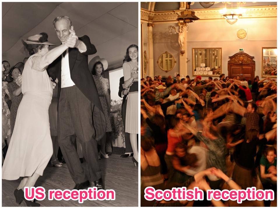 US vs scottish wedding reception