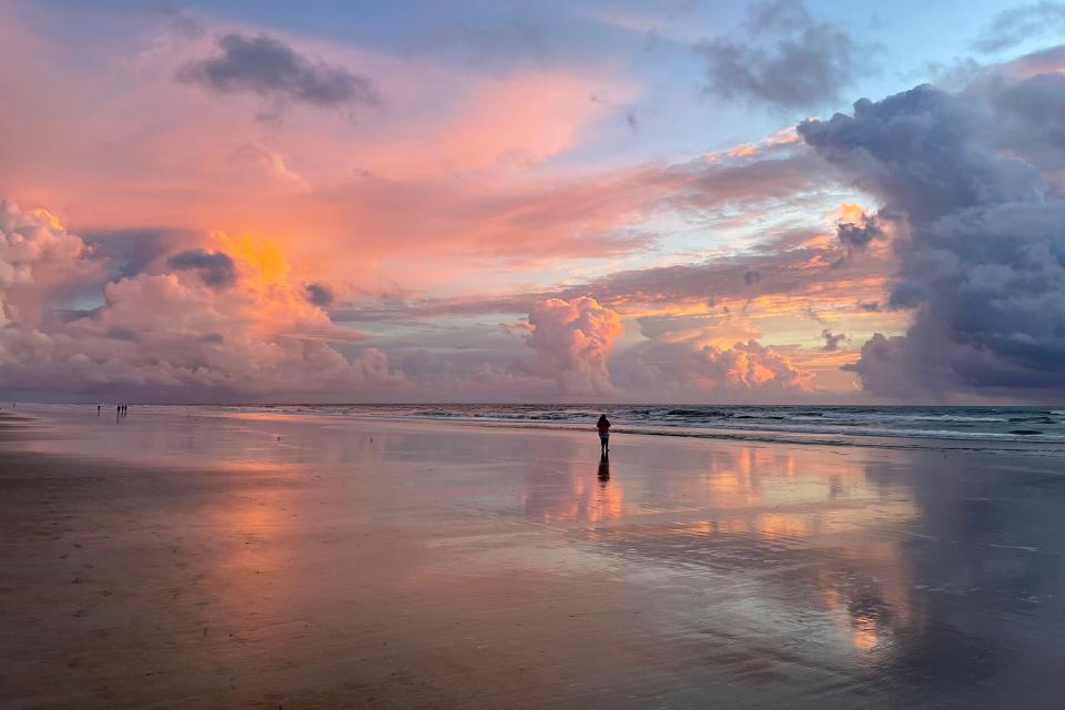 Sea against sky during sunset in New Smyrna Beach