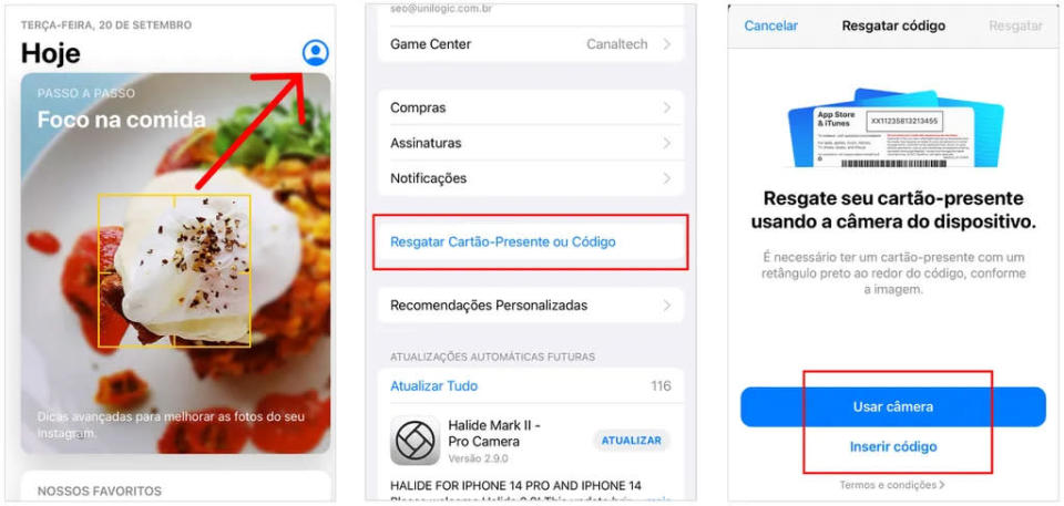 Resgate o saldo do cartão na App Store (Captura de tela: André Magalhães)