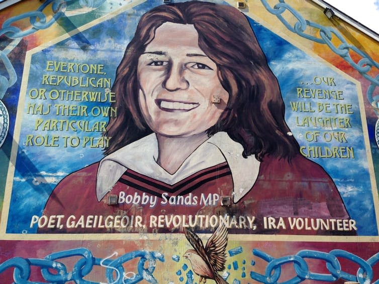 <span class="caption">Bobby Sands, who was elected MP during his time in prison, died after a hunger strike in 1981.</span> <span class="attribution"><span class="source">Evan McCaffrey/Shutterstock</span></span>