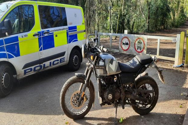 Stolen motorbike seized in Lordswood, Southampton. Photo from: Southampton Cops/Facebook.