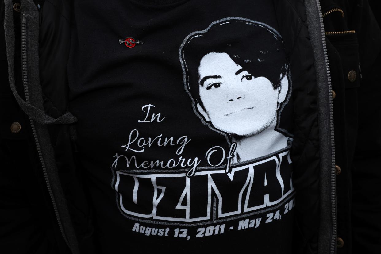 A T-shirt that features Uvalde mass shooting victim Uziyah Garcia