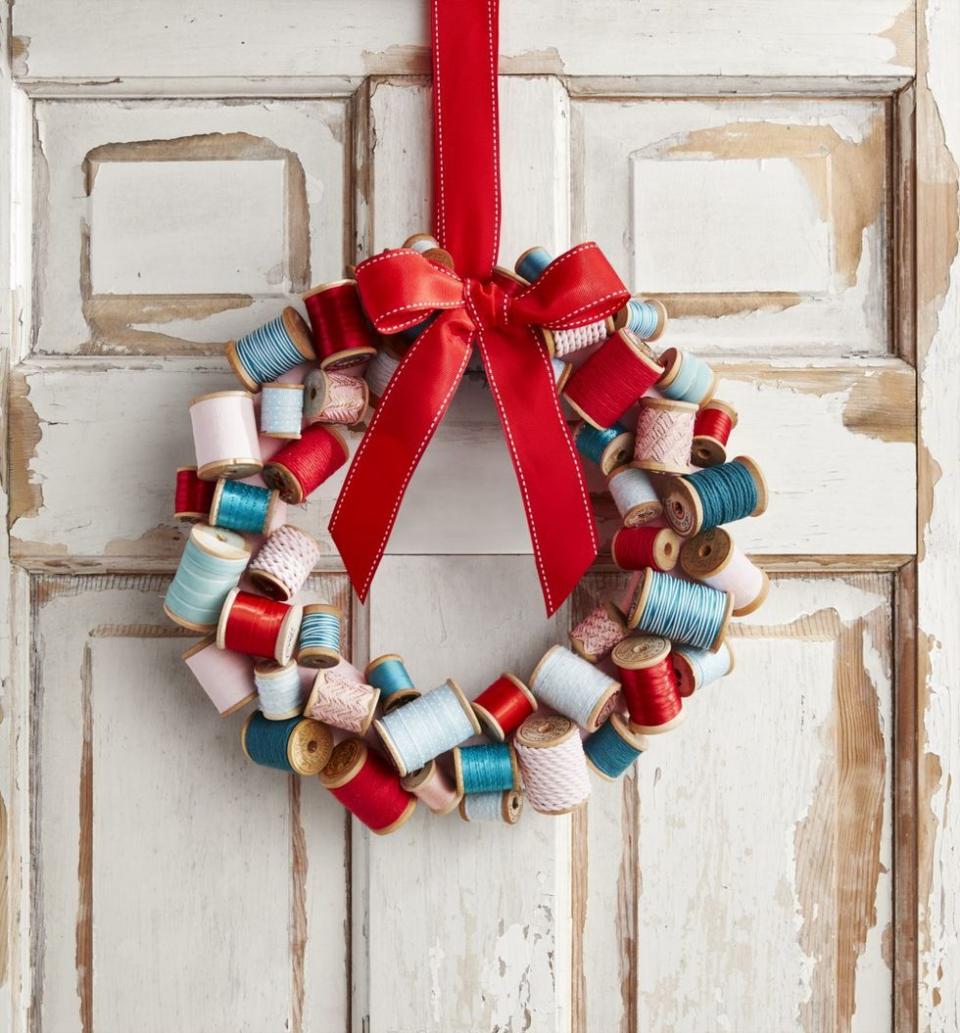 Wooden Spool Wreath