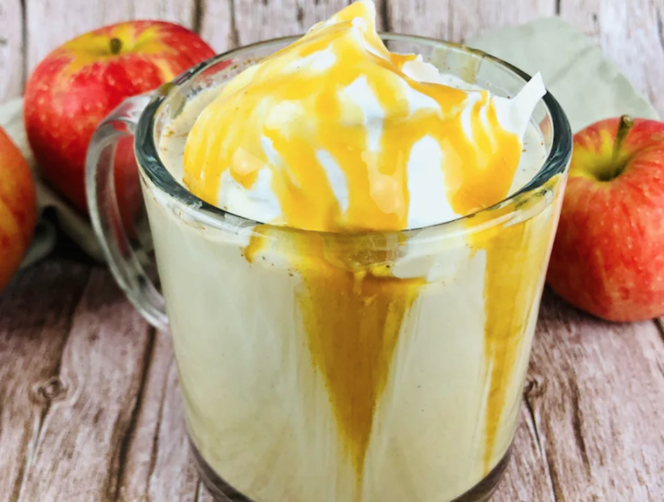 <p>Pam's Daily Dish</p><p>This hot apple crisp macchiato tastes like warm apple pie in a mug, with your coffee or espresso mixed right in, with warm spices and brown sugar too. </p><p><strong>Get the recipe: <em><a href="https://parade.com/1256267/pambeth/copycat-starbucks-apple-crisp-macchiato/" rel="nofollow noopener" target="_blank" data-ylk="slk:Copycat Starbucks Apple Crisp Macchiato;elm:context_link;itc:0;sec:content-canvas" class="link ">Copycat Starbucks Apple Crisp Macchiato</a></em></strong></p>