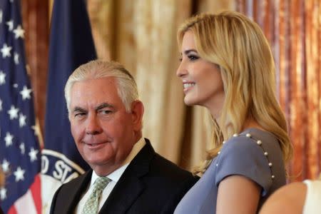 U.S. Secretary of State Rex Tillerson and Ivanka Trump attend the 2017 Trafficking in Persons Report (TIP) Ceremony at the State Department in Washington, U.S., June 27, 2017. REUTERS/Yuri Gripas