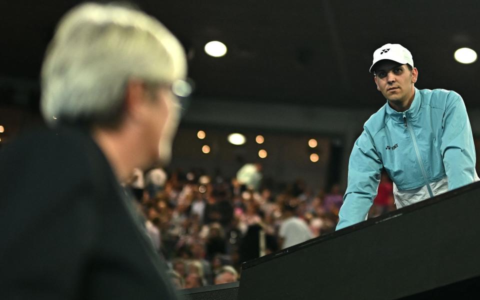 Rybakina's coach in the stands - MANAN VATSYAYANA/GETTY