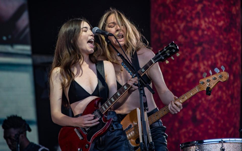 Haim at Glastonbury 2022 - Joel C Ryan/Invision/AP