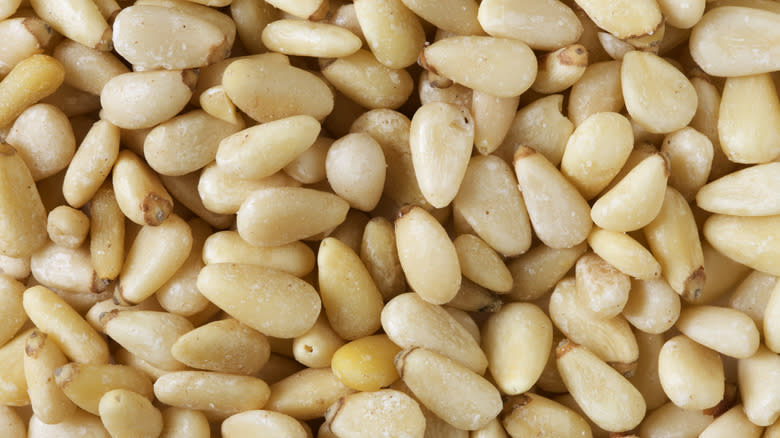 Close up on pine nuts