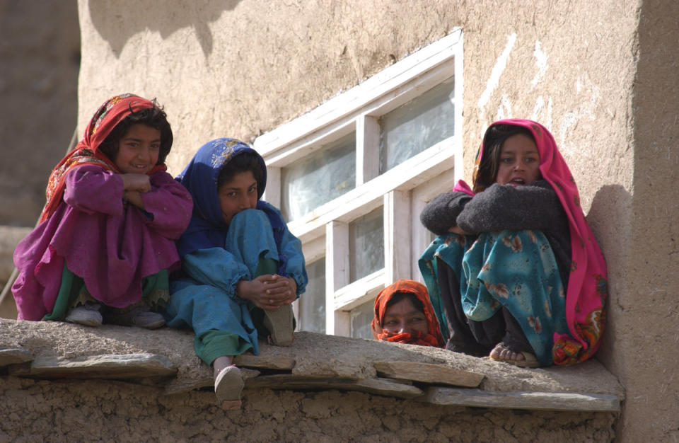 A photograph of Afghan girls, taken by Marti Ribeiro during her deployment.