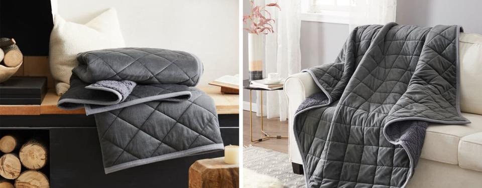 Keshigan Luxury Thermal Sherpa & Velvet Reversible Quilted Blanket