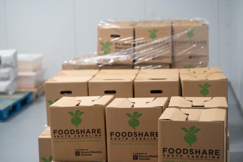 Feed & Seed operates the Foodshare South Carolina program in Pickens and Oconee counties, packaging and distributing boxes of locally grown products to people who need them.