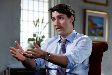 Canada's Prime Minister Justin Trudeau speaks during an interview with Reuters in La Malbaie, Quebec, Canada, May 24, 2018. REUTERS/Chris Wattie