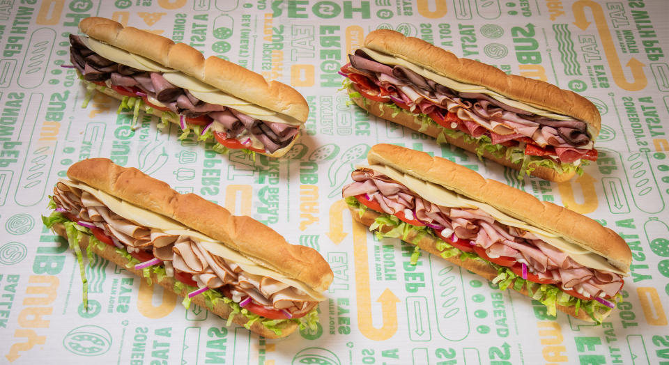 Subway's Titan Turkey, Grand Slam Ham, Garlic Roast Beef and Beast sandwiches. (Subway)