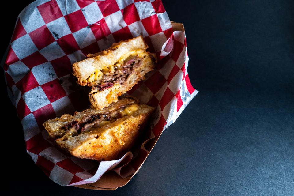 The deep-fried bacon brisket mac-n-cheese grilled cheese from What’s Your Cheez was named the People's Choice for top new food at the Iowa State Fair in 2023.