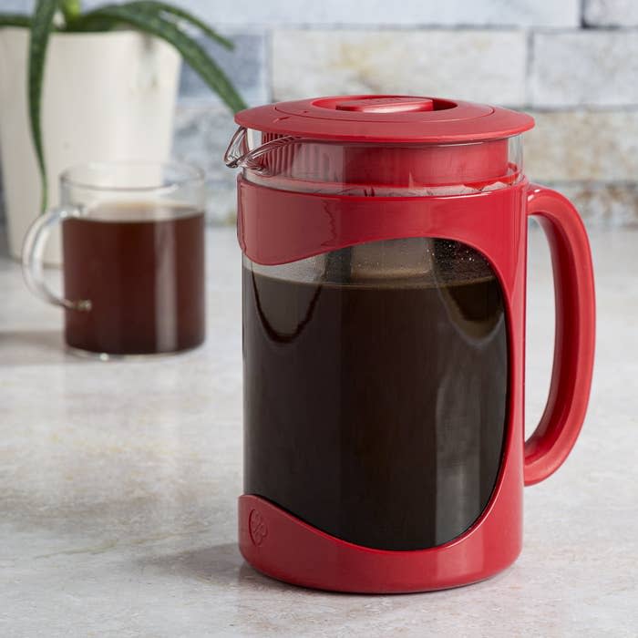 the red and glass ice brew maker