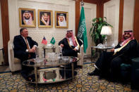 U.S. Secretary of State Mike Pompeo meets with Saudi Foreign Minister Adel al-Jubeir in Riyadh, Saudi Arabia, October 16, 2018. REUTERS/Leah Millis/Pool