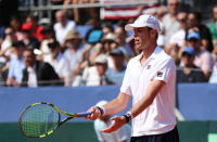 Tennis - Davis Cup - World Group Semi-Final - Croatia v United States - Sportski centar Visnjik, Zadar, Croatia - September 16, 2018 Sam Querrey of the U.S. reacts during his match against Croatia's Marin Cilic REUTERS/Antonio Bronic