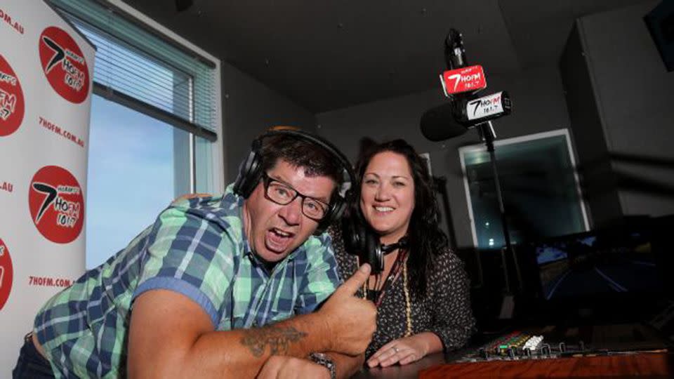 Anna Dare and her former 7HOFM breakfast show co-host, My Kitchen Rules contestant Mick Newell.