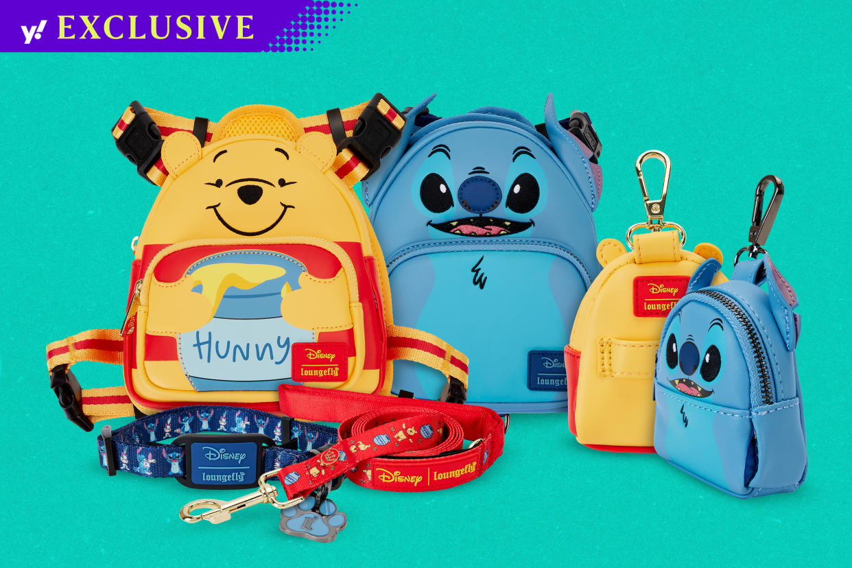 Get an exclusive look at Loungefly's new line of Disney-themed pet accessories. (Photo Illustration: Victoria Ellis for Yahoo News; Photos: Courtesy of Loungefly)