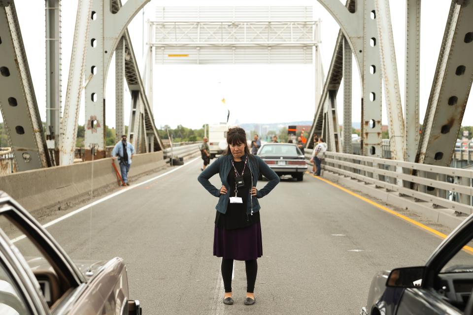 Director & co-writer Tracey Deer on set of BEANS. (Photo by Sebastien Raymond)