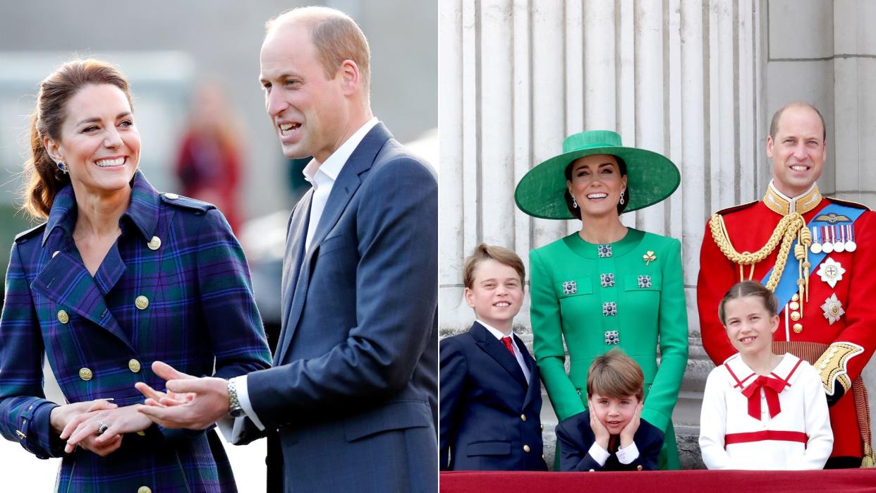 William and Kate in Scotland, and with George, Charlotte and Louis at Trooping the Colour