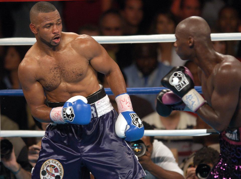 Roy Jones Jr and Antonio Tarver in action during their WBC Light Heavyweight Title bout. Jones won on a split desicison Claim The WBC Light Heavyweight Title. (Photo by Steve Grayson/WireImage)