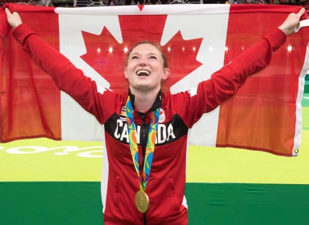 Rosie MacLennan from King City, Ont., seen above, became the first Canadian athlete to successfully defend an Olympic title at the summer Games in 2016 in Rio de Janeiro, Brazil. (The Canadian Press/Ryan Remiorz - image credit)