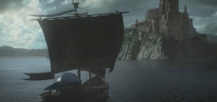 A ship sails toward the Red Keep