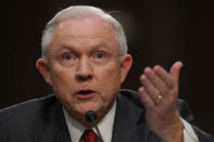 <p>U.S. Attorney General Jeff Sessions testifies before the Senate Intelligence Committee about Russian interference in the 2016 presidential election in the Hart Senate Office Building on Capitol Hill June 13, 2017 in Washington, D.C. (Photo: Chip Somodevilla/Getty Images) </p>