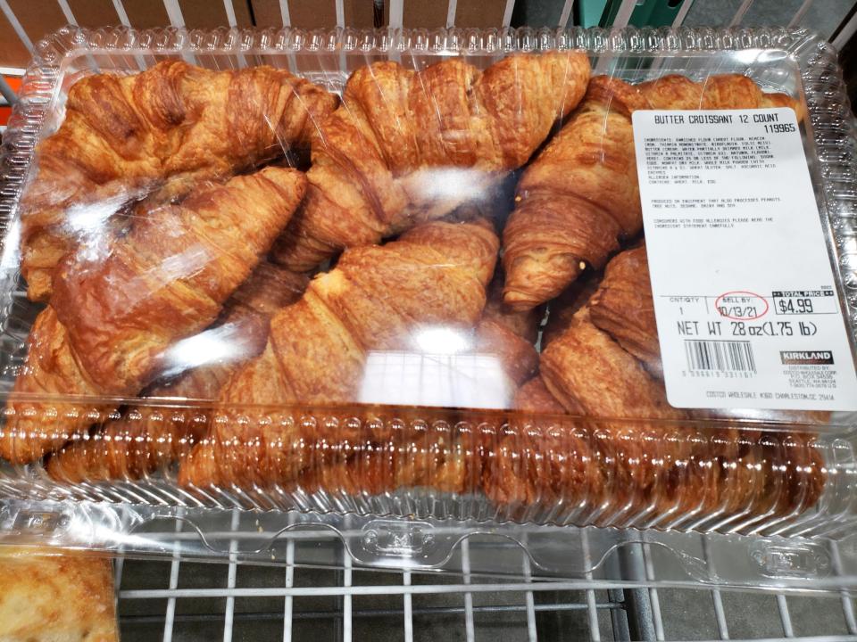Costco croissants in clear package in cart