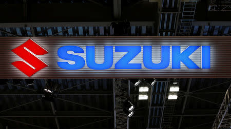 The logo of Suzuki Motor Corp. is pictured at the 45th Tokyo Motor Show in Tokyo, Japan October 25, 2017. Picture taken October 25, 2017. REUTERS/Toru Hanai