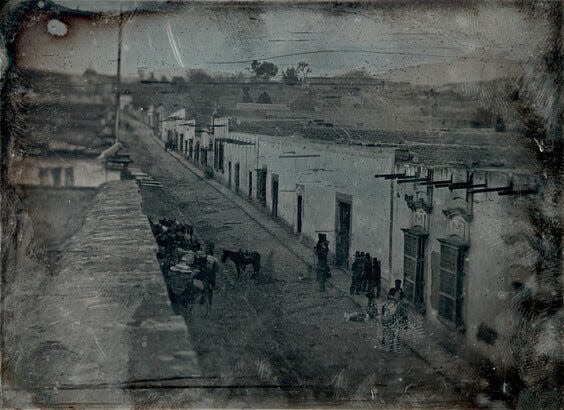 Unknown; [View along a street in Saltillo, Mexico]; ca. 1847; Daguerreotype, quarter-plate; Amon Carter Museum of American Art, Fort Worth, Texas; P1981.65.23