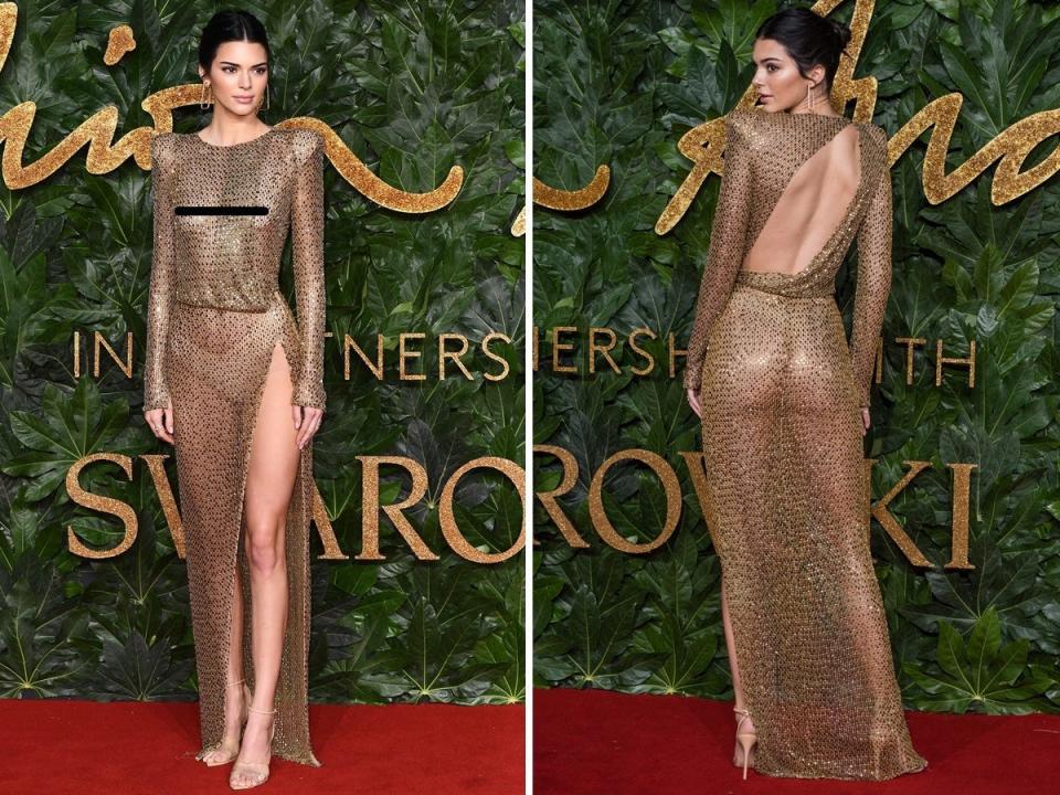 Kendall Jenner at the Fashion Awards in London, England, on December 10, 2018.