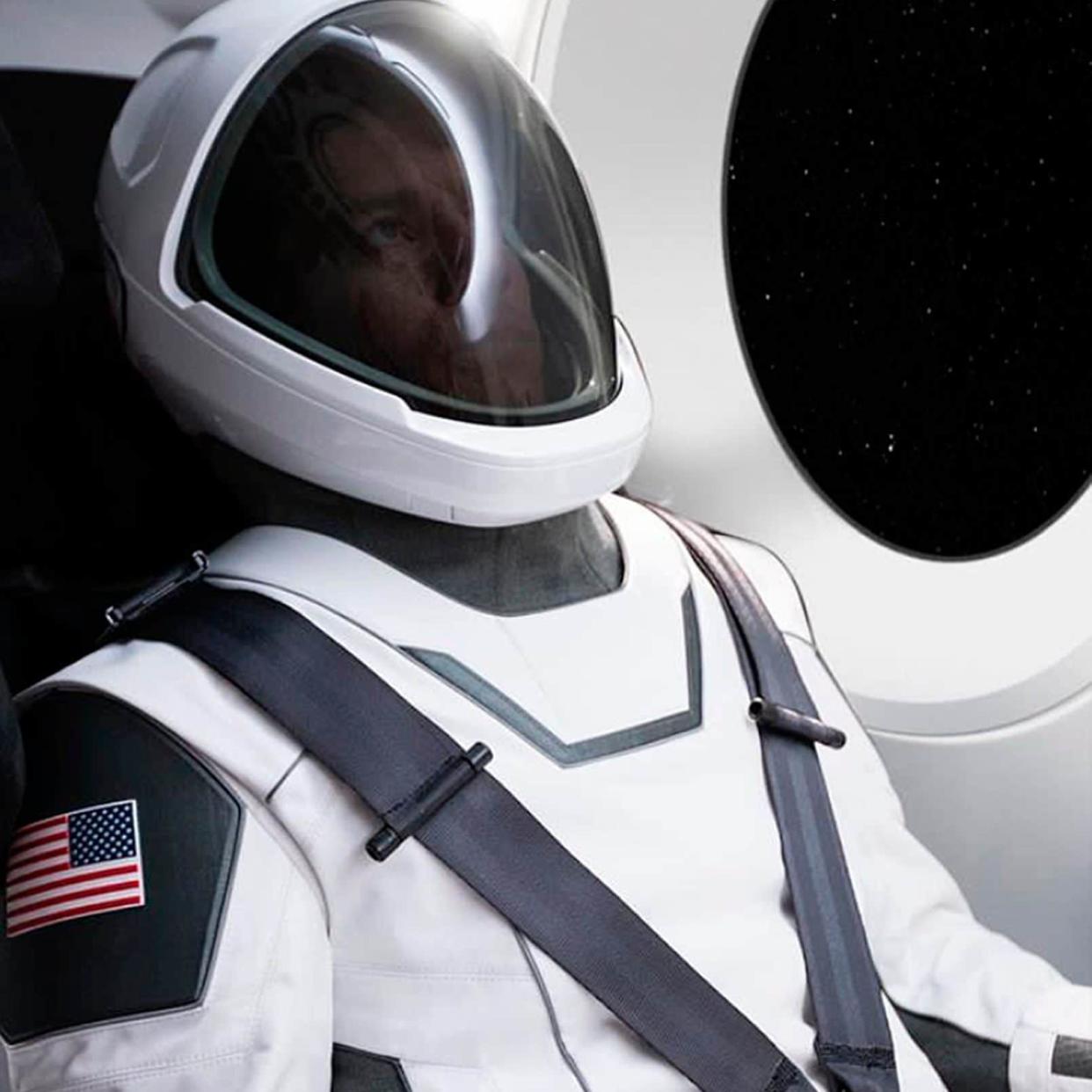 This undated image made available by Elon Musk on Wednesday, Aug. 23, 2017 shows a new spacesuit from his company SpaceX. It's designed for its crewed flights planned for 2018 - SpaceX
