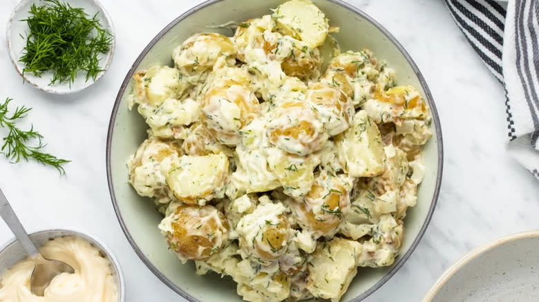 Creamy dill potato salad bowl