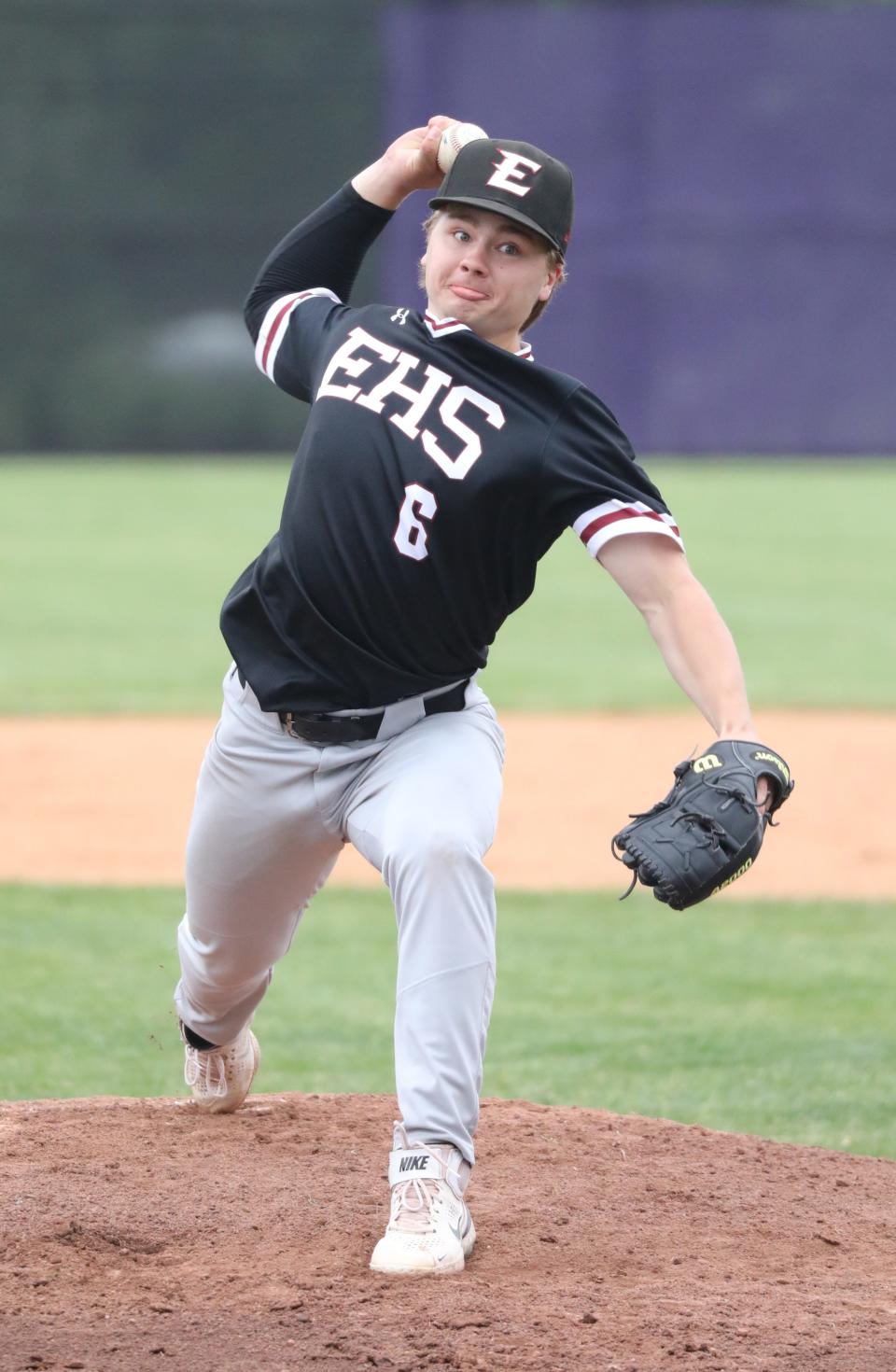 Elmira High School pitcher Bryce Mashanic delivers a pitch against Roy C. Ketcham in the Class AA Regional Final last season.