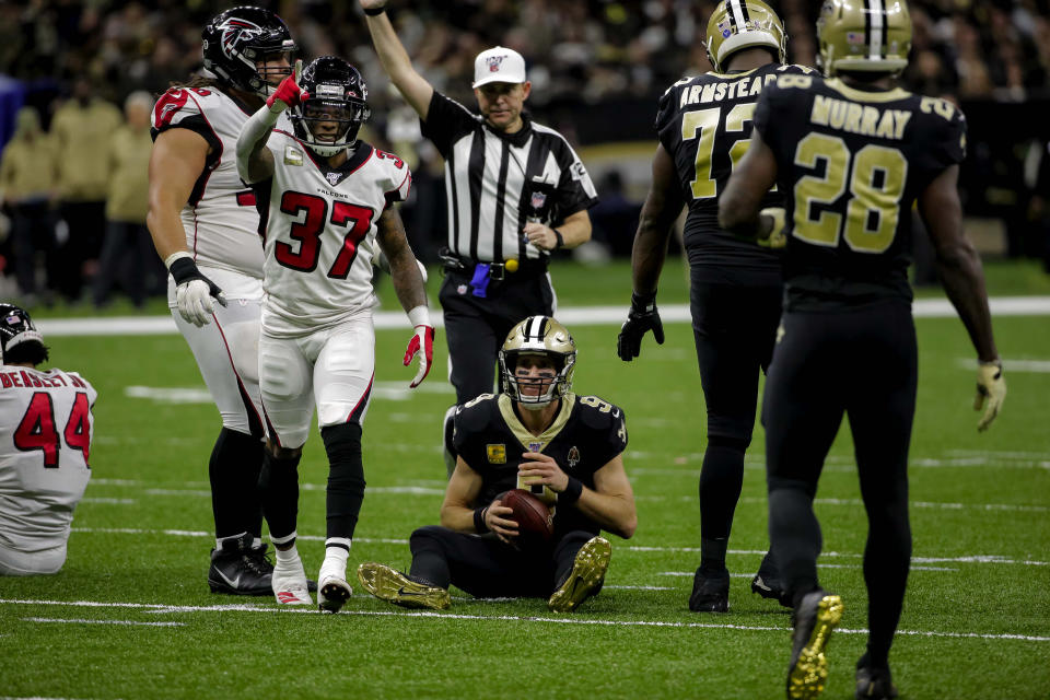 It wasn't a great day at the office for Drew Brees and the Saints. (Photo by Derick E. Hingle-USA TODAY Sports)