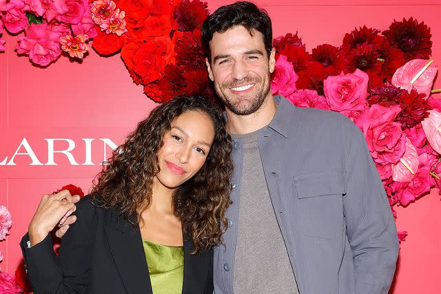 <p>Mike Coppola/Getty </p> Serena Pitt (left) and Joe Amabile attend a cocktail party to celebrate Clarins Best Of Beauty Products on Oct. 10, 2023 in New York City
