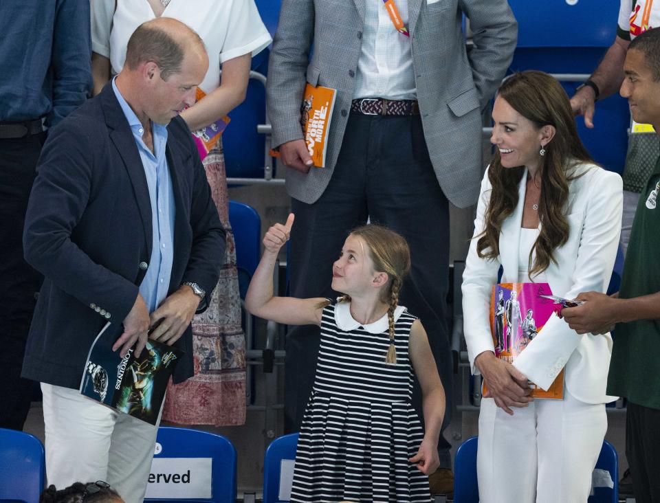 Duke and Duchess of Cambridge  Princess Charlotte at the swimming during the 2022 Commonwealth Games 