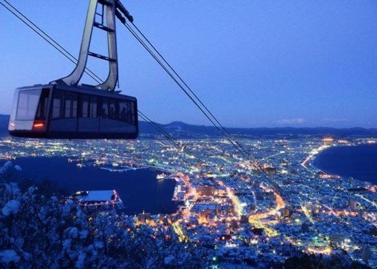 ▲冬天可欣賞到白雪景觀的函館夜景。（照片提供：函館山纜車）