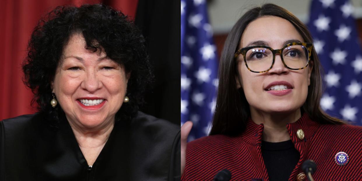 Rep. Alexandria Ocasio-Cortez and Supreme Court Justice Sonia Sotomayor.