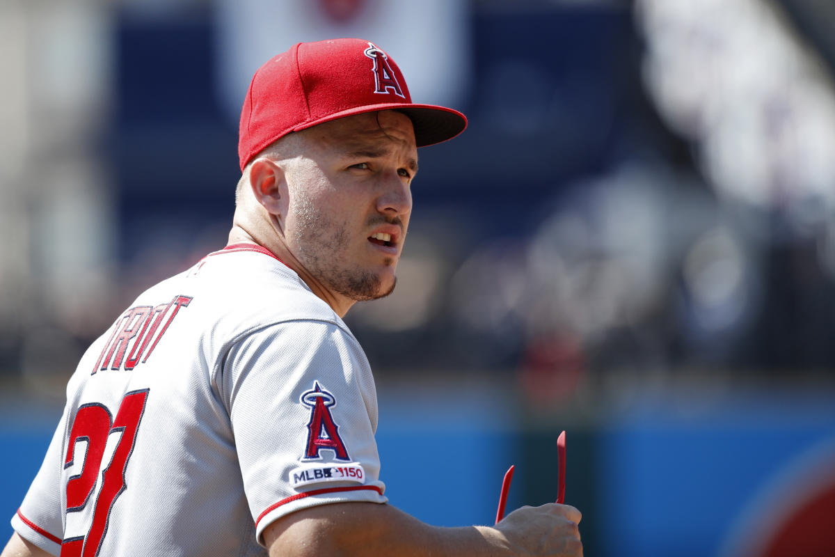 MIKE TROUT 2018 TOPPS NOW GAME USED MLB PLAYERS WEEKEND JERSEY