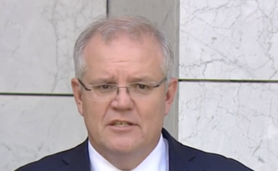 Scott Morrison addressing the media on Wednesday. Source: Sky News