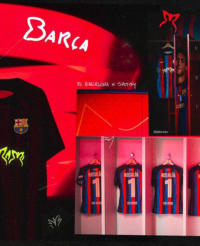 Camiseta del Barça con el logotipo y nombre de Rosalía